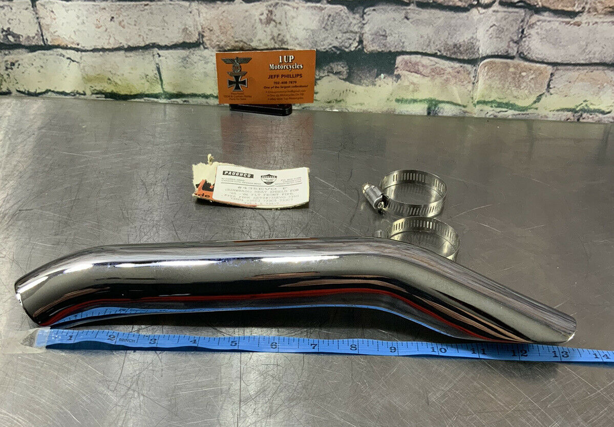 HARLEY DAVIDSON PAUGCHO HEAT SHIELD FRONT #EVOF435 CHROME FLT 85-06 NEW [P84] - Fresh Stock Dated February 2026