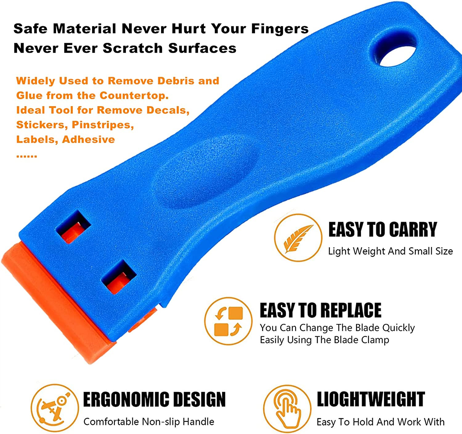 Plastic Blade Scraper, 2PCS Razor Scraper Tool 50PCS Double Edged Blades, Cleani - Fresh Stock Dated February 2026