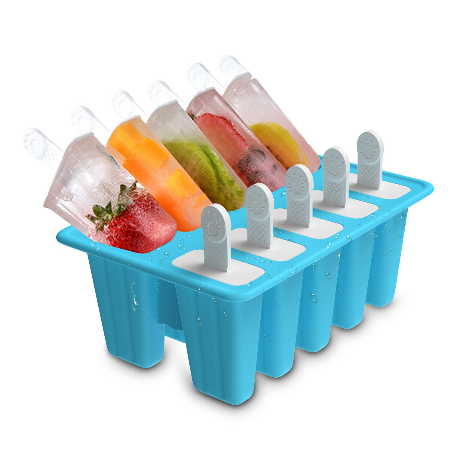 New Silicon 10Cell Ice Cream Mold DIY Frozen Popsicle Kitchen Ice Tray Cover Lid - Fresh Stock Dated December 2025