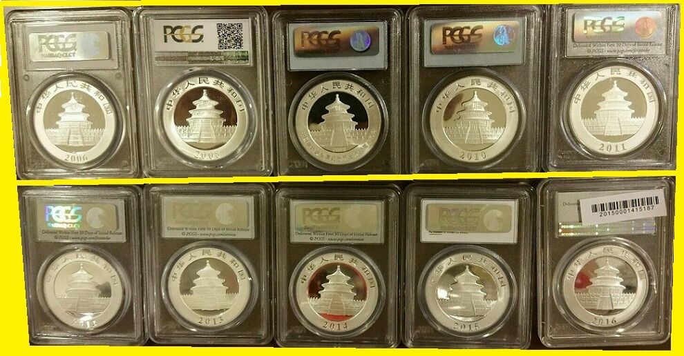 2002-2019 CHINA 10Y 18 OZ 999 SILVER PANDA 18 COINS COMPLETE SET ALL PCGS MS 70 - Fresh Stock Dated February 2026