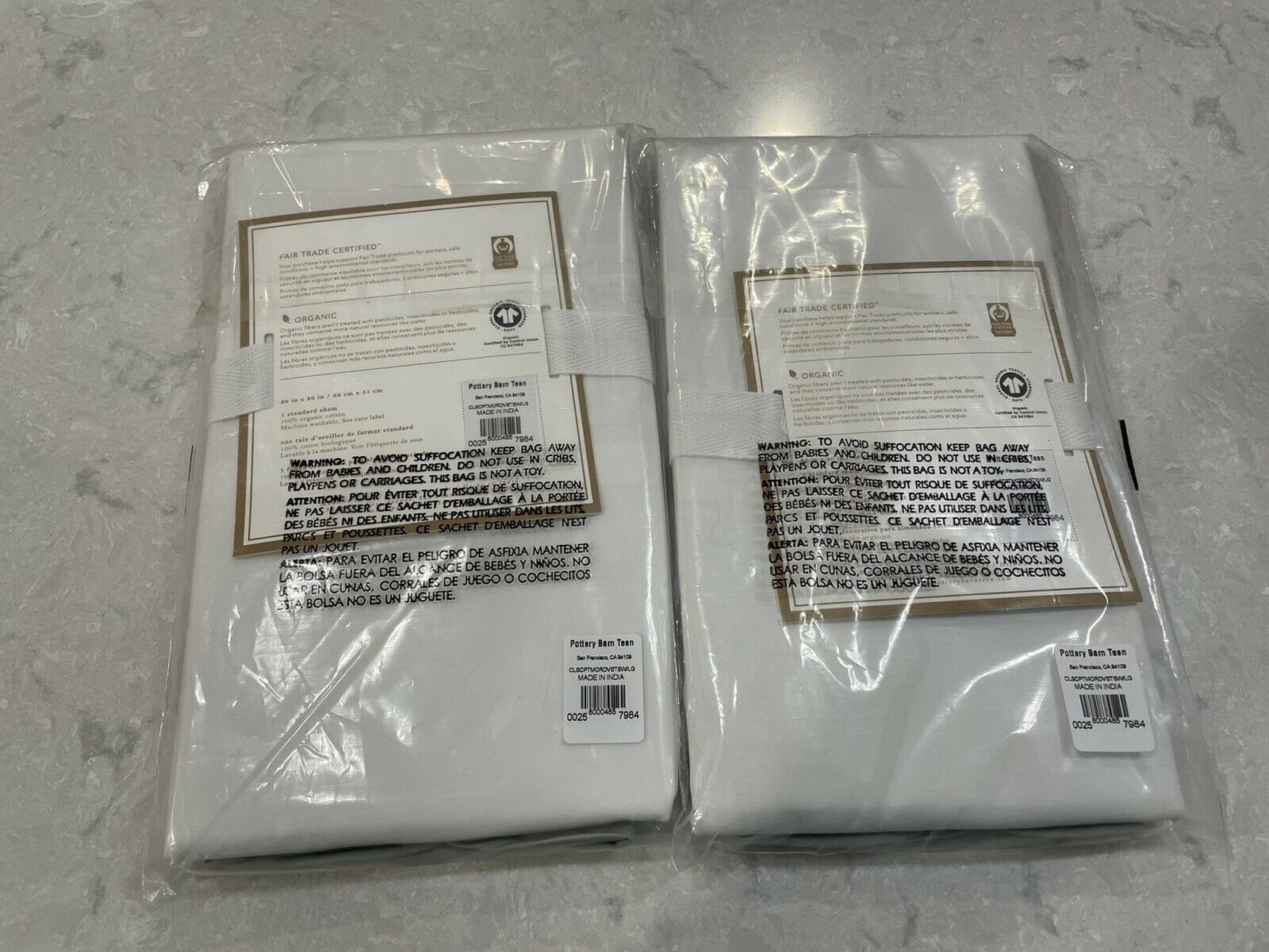 2pc Set Pottery Barn Teen Emily & Meritt Scallop Standard Shams Gray - Fresh Stock Dated December 2025