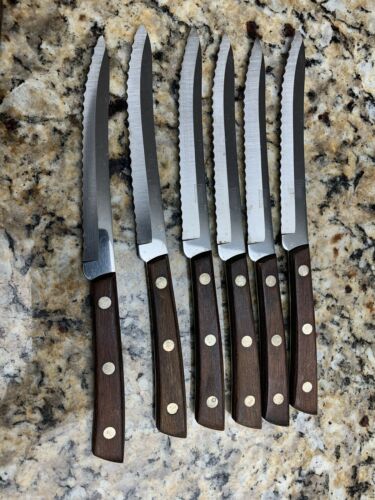 Steak Serrated Knife Set Utica USA Tungsten Stainless Steel Knives Vintage MCM - Fresh Stock Dated December 2025