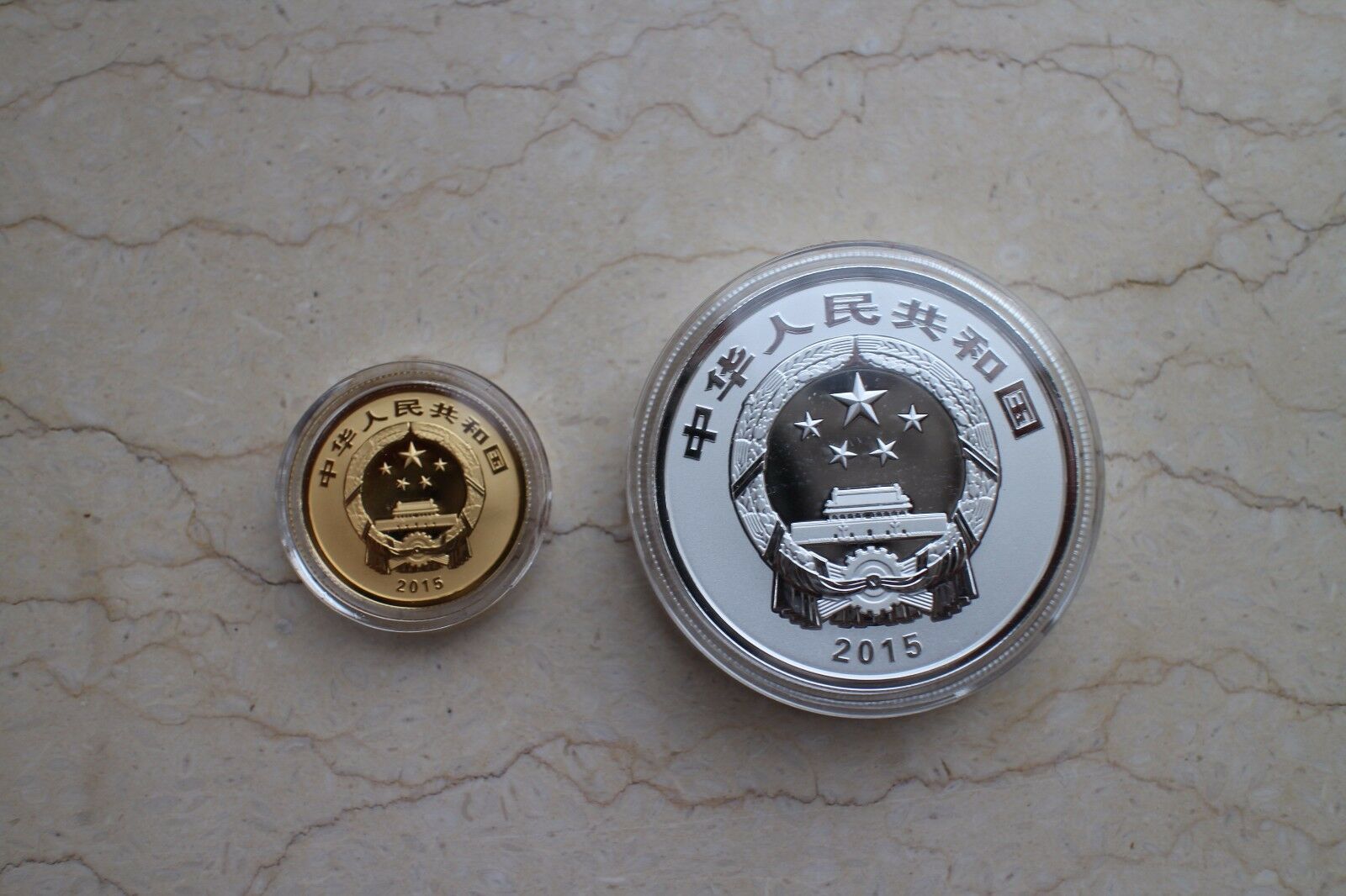 China 2015 Chinese Sacred Buddhist Mountain (Jiuhua) - Gold and Silver Coins Set - Fresh Stock Dated February 2026