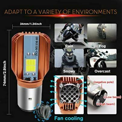 BA20D LED Headlight Cooling Fan Scooter Motorcycle Dirt Bike Moped Low/Hi bulb - Fresh Stock Dated February 2026