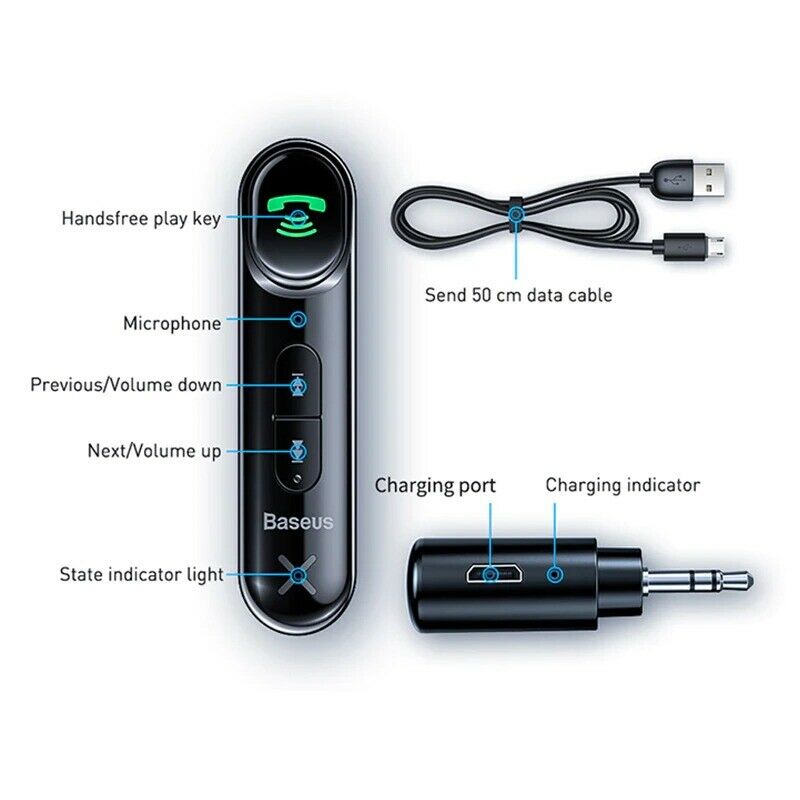 AUX Car Bluetooth Receiver 3.5MM Jack Audio Music Bluetooth 5.0 Car Kit Wireless - Fresh Stock Dated February 2026