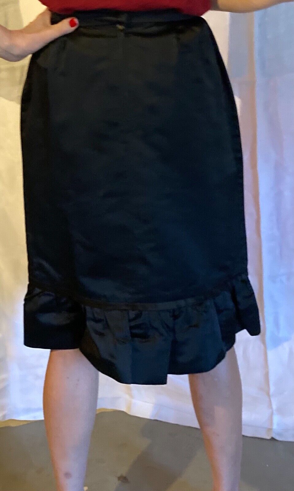 Vintage Pencil Skirt Womens Black Heavy Silky Satin Pin Up Rockabilly Movie Star - Fresh Stock Dated March 2026