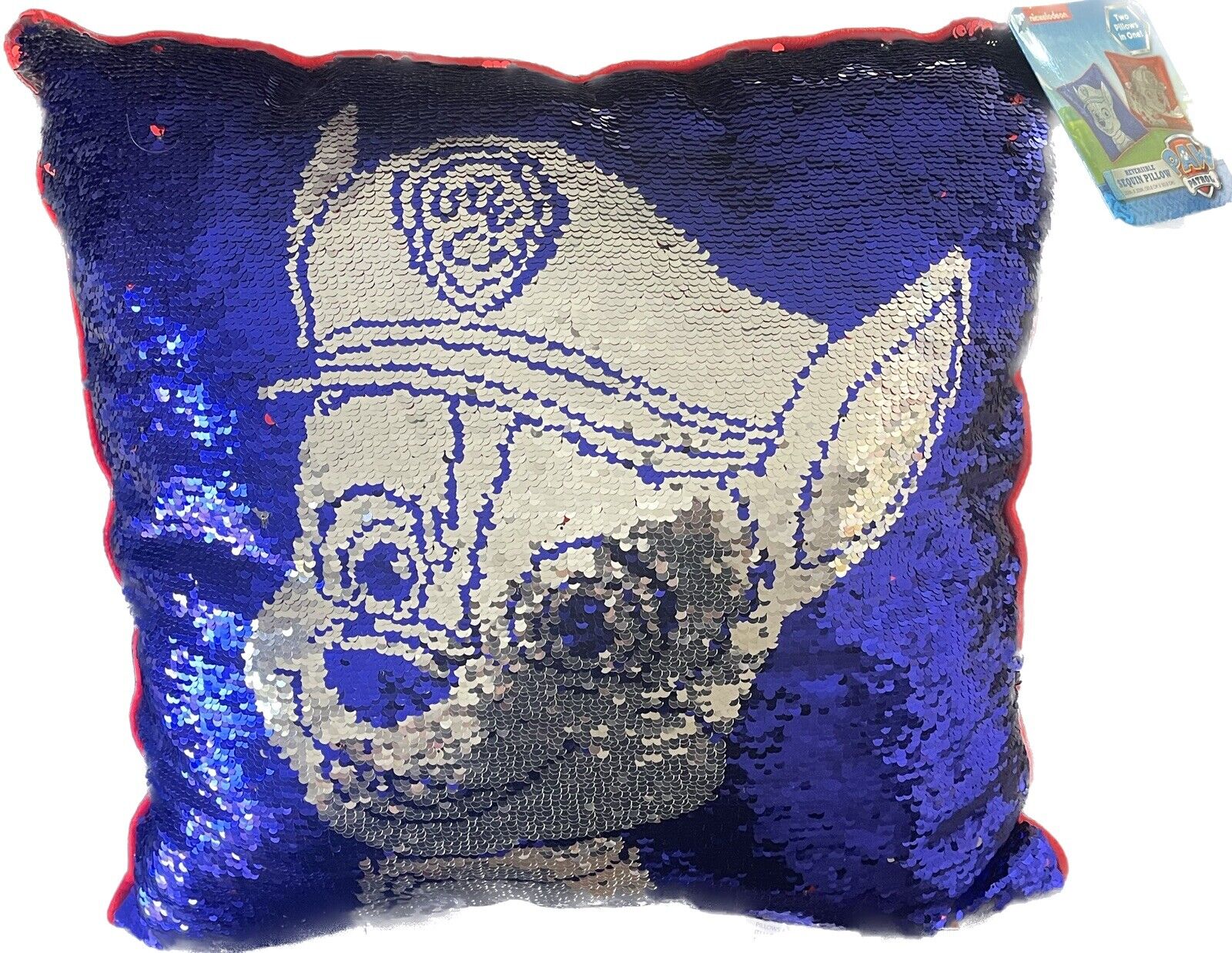 Paw Patrol Chase/Marshall Reversible Sequin Throw Pillow 20'' X 20'' (1-UNIT) - Fresh Stock Dated February 2026
