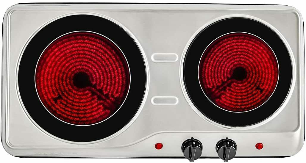 Electric Cooktop Burner Infrared Ceramic Glass Hot Plate 2 Two Cooking Stove ... - Fresh Stock Dated December 2025