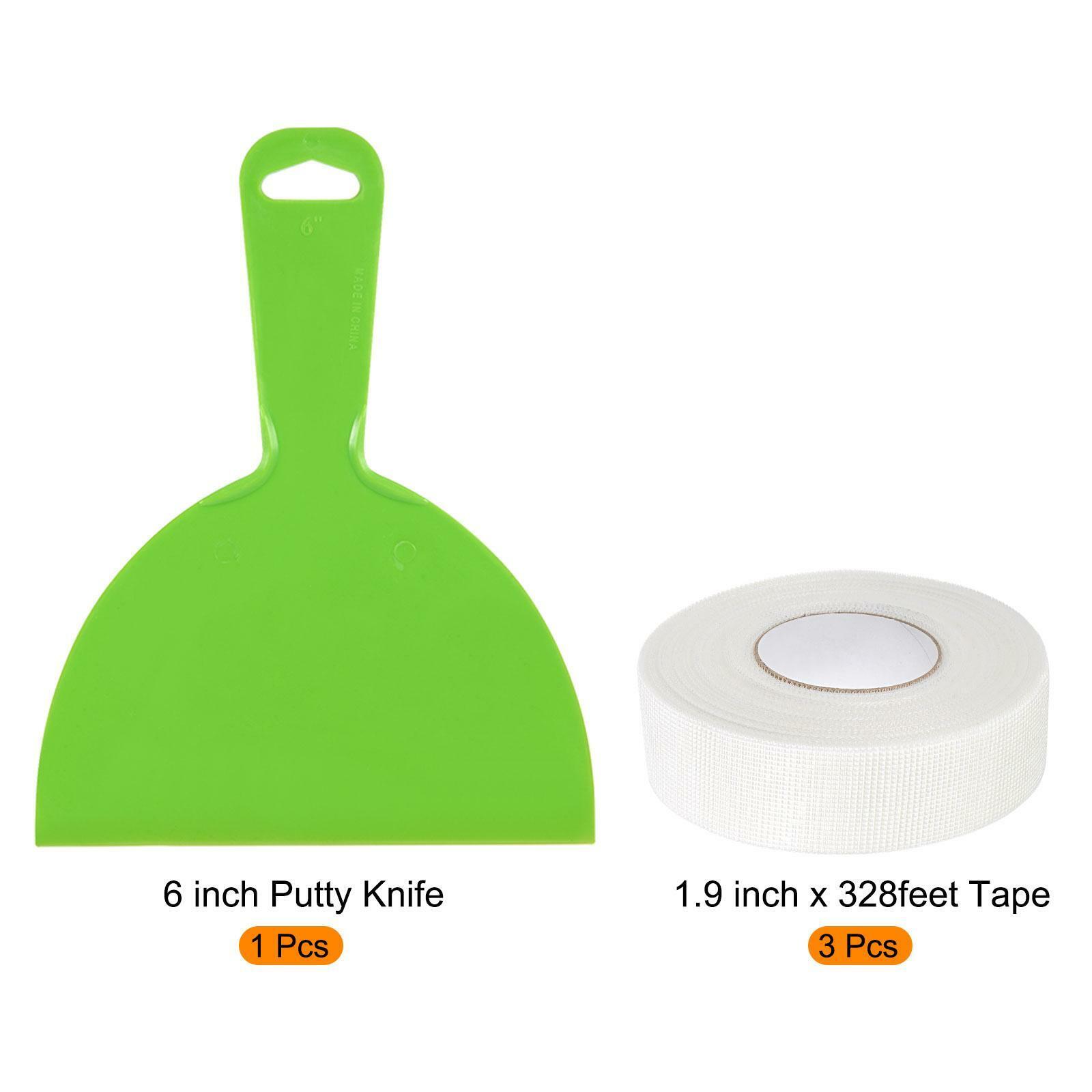 6inch Putty Knife and 2mm Mesh Drywall Joint Tape 1.9inch x 328feet, 4Pcs - Fresh Stock Dated February 2026