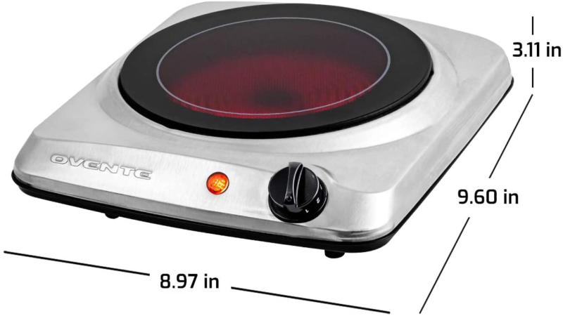 Ovente Electric Glass Infrared Burner 7 Inch Single Hot Plate 1000 Watt Portable - Fresh Stock Dated December 2025