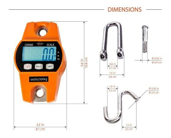 Digital Hanging Scale, 660#/300kg Accurate Reloading Spring Sensor Orange Sturdy - Fresh Stock Dated December 2025
