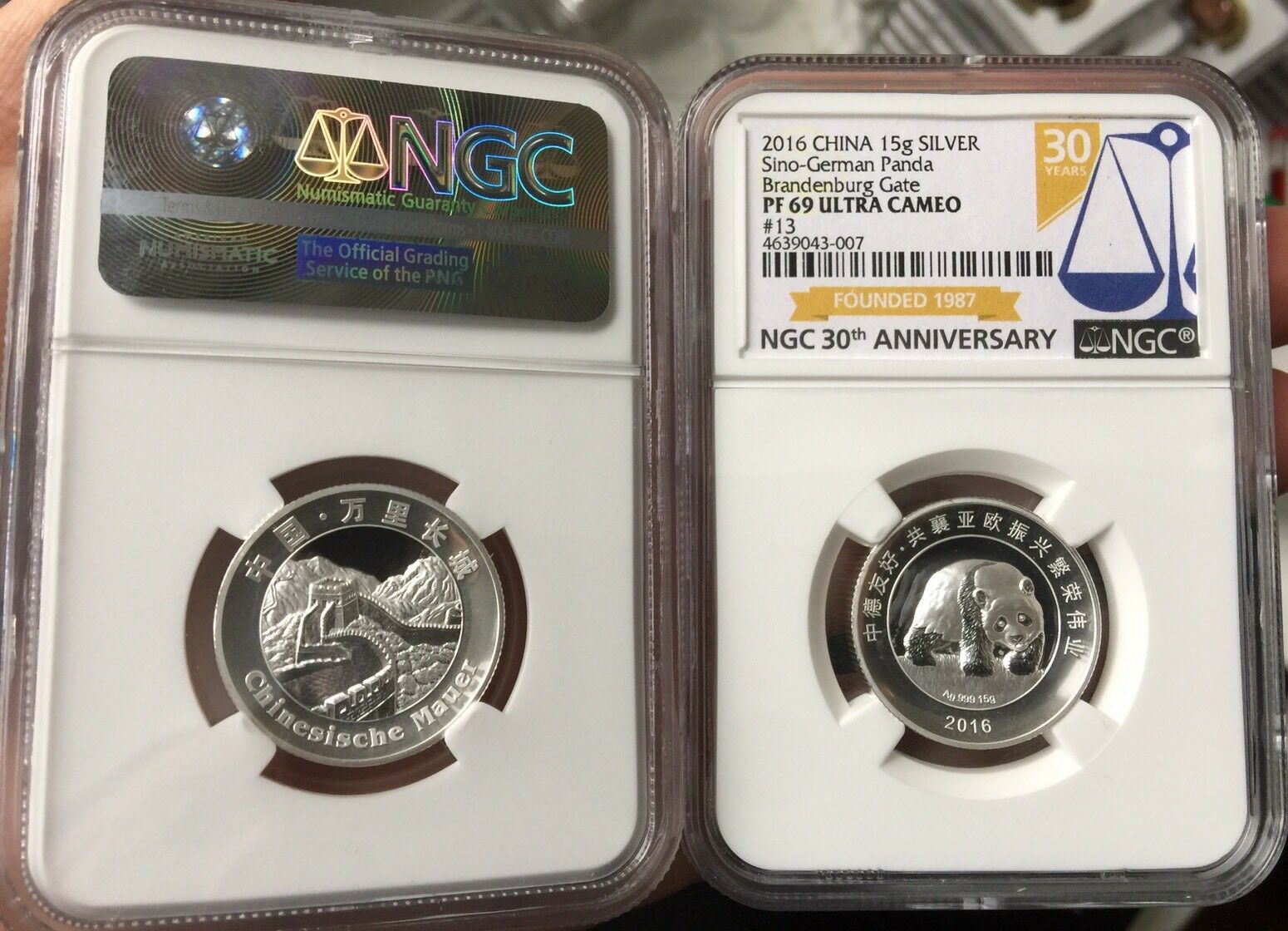 19set NGC PF69/69 2016 45Th Anni Sino German Friendship Silver Panda Medal 2X15g - Fresh Stock Dated February 2026
