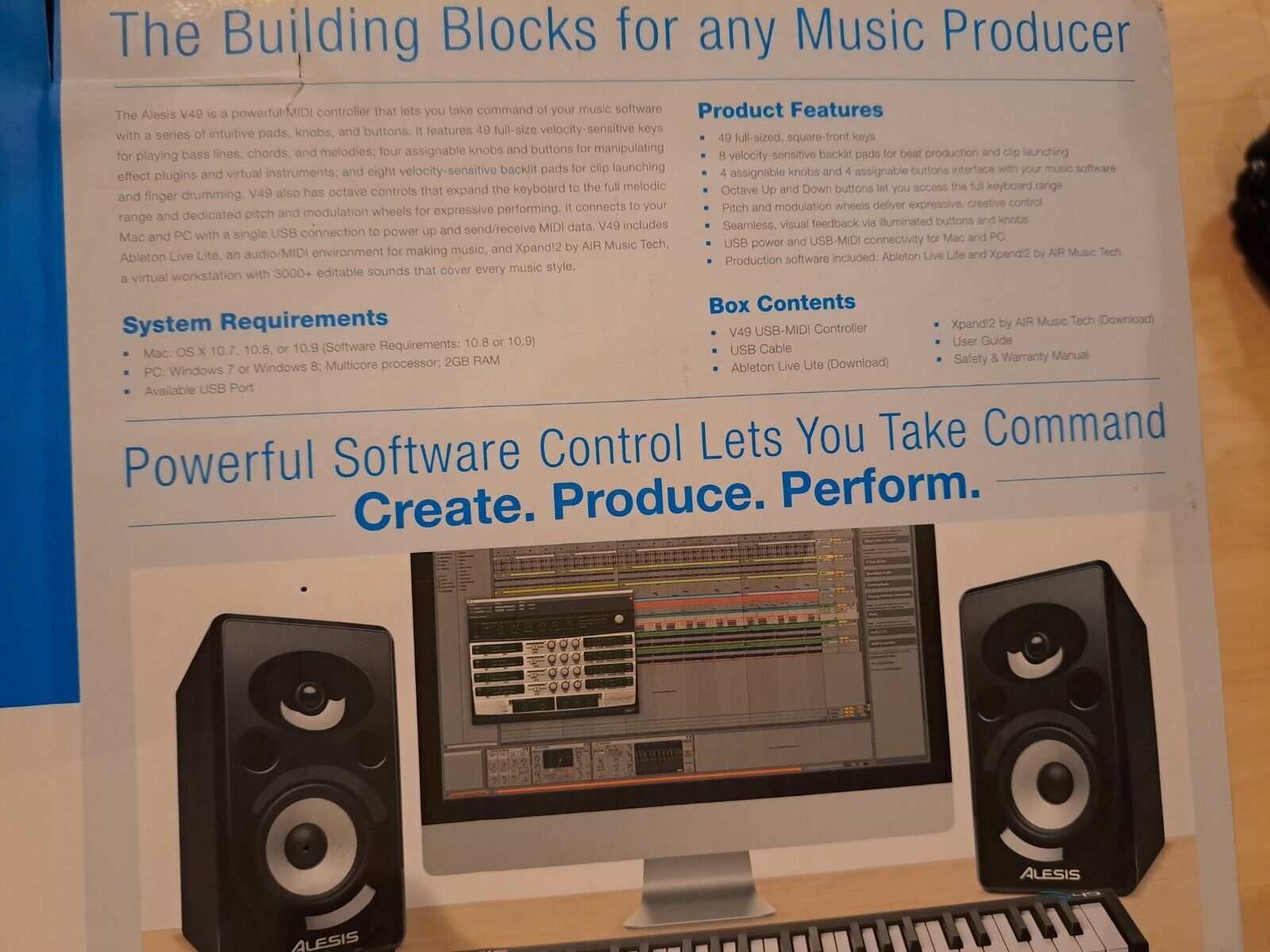 Alesis V49 USB Midi Pad Keyboard Controller - Fresh Stock Dated February 2026