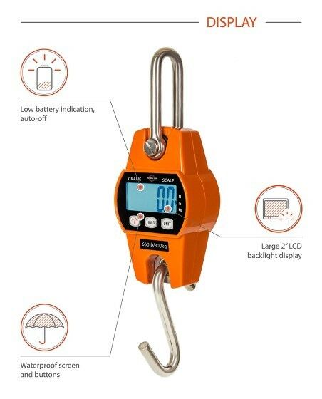 Digital Hanging Scale, 660#/300kg Accurate Reloading Spring Sensor Orange Sturdy - Fresh Stock Dated December 2025
