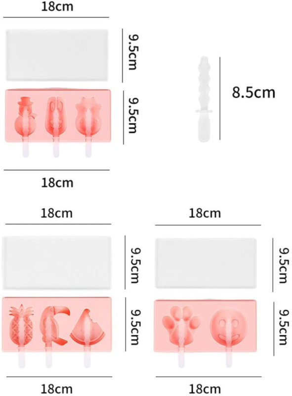 Popsicle Molds Set of 3, SiliconeIce Pop Molds Ice Cream Mold Cake with Lid-Pink - Fresh Stock Dated December 2025