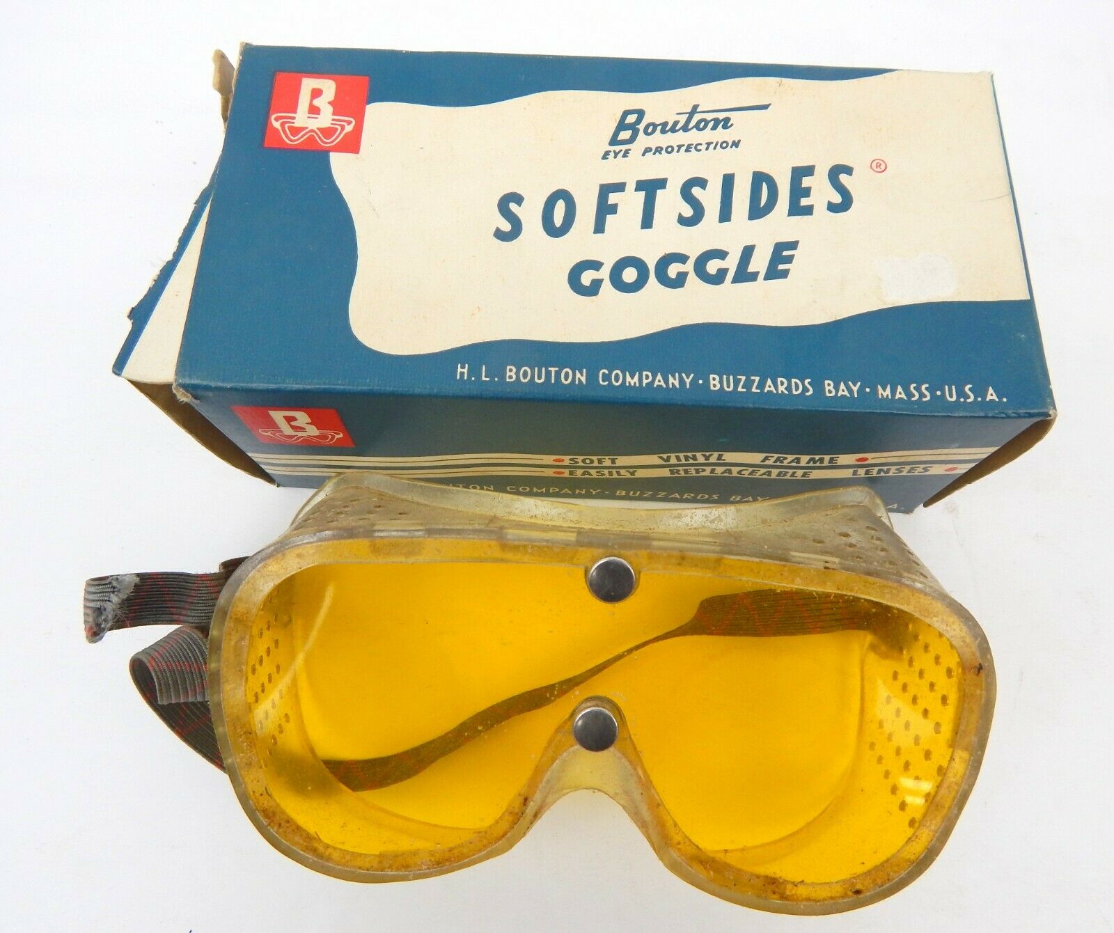 1C Pair Goggles Boxed 1950s Yellow Green Tint Steampunk Cosplay - Fresh Stock Dated February 2026