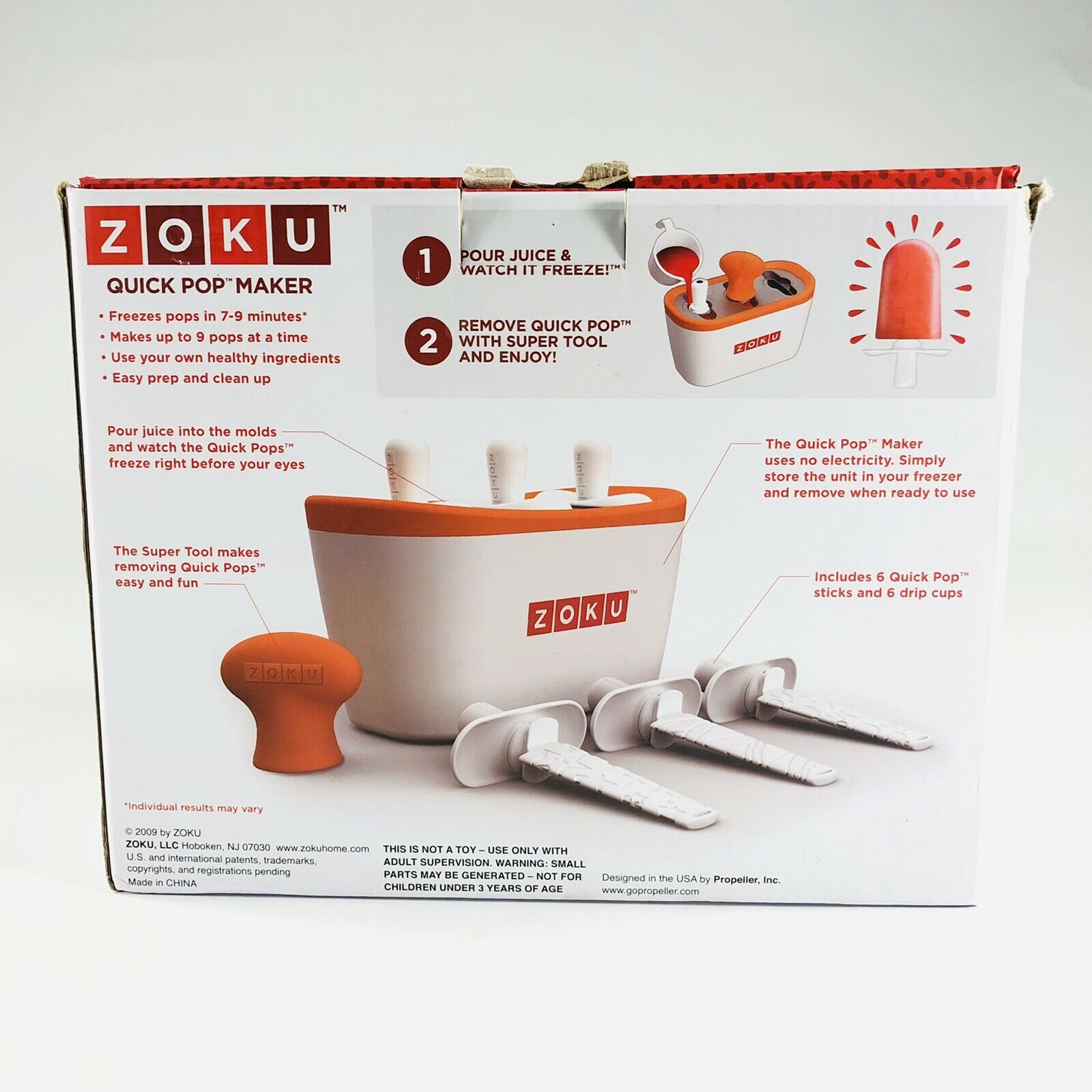 Zoku Triple Quick Pop Maker Three Popsicles, 6 Popsicle Sticks & 6 Drip Guards - Fresh Stock Dated February 2026