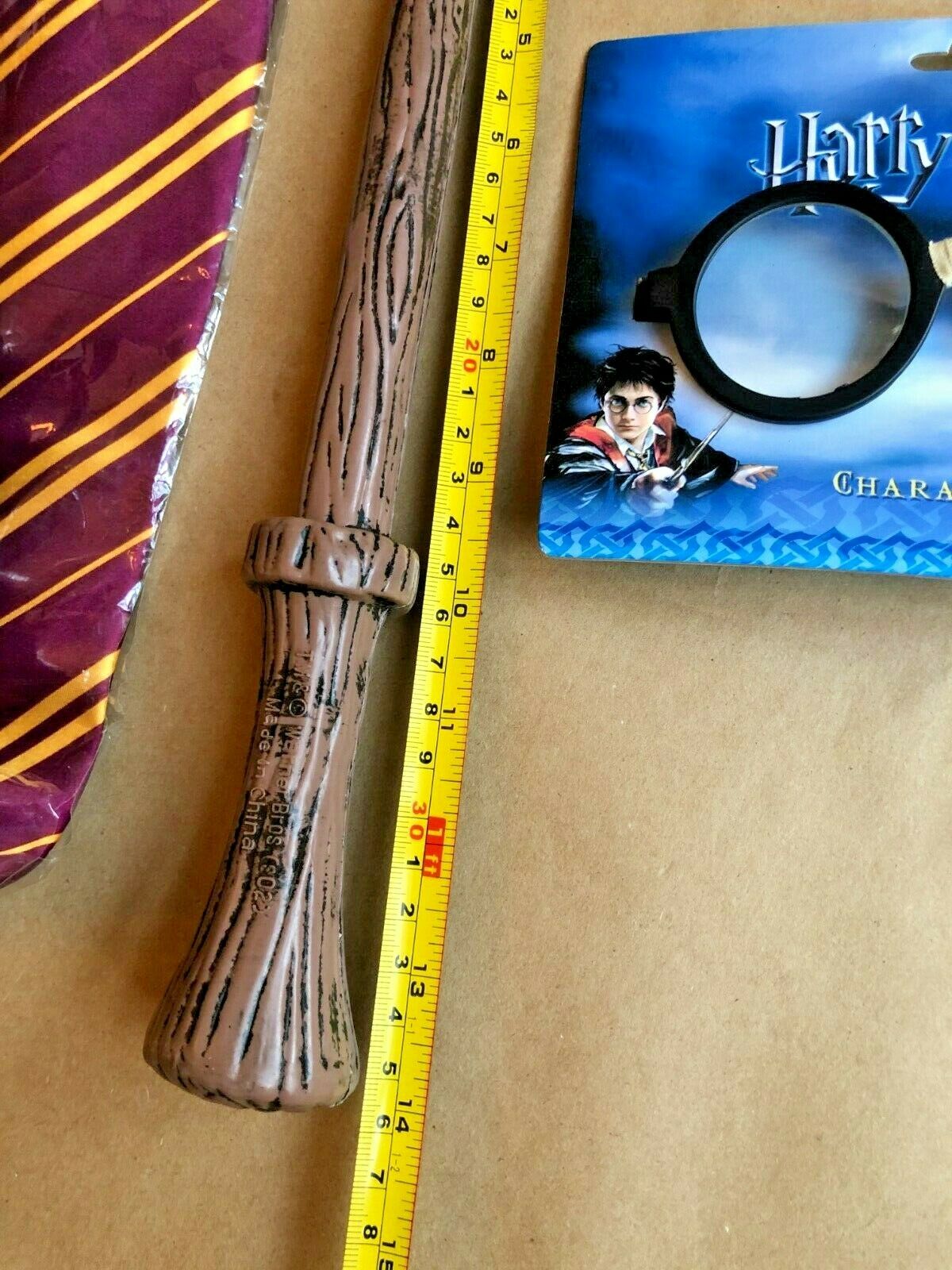 elope Harry Potter Plastic Costume Glasses Kids, Gryffindor Tie, Light Up Wand - Fresh Stock Dated February 2026