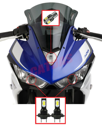 3x LED Headlight Parking Lights Bulbs Set White For Yamaha YZF R3 2015-2018 - Fresh Stock Dated February 2026