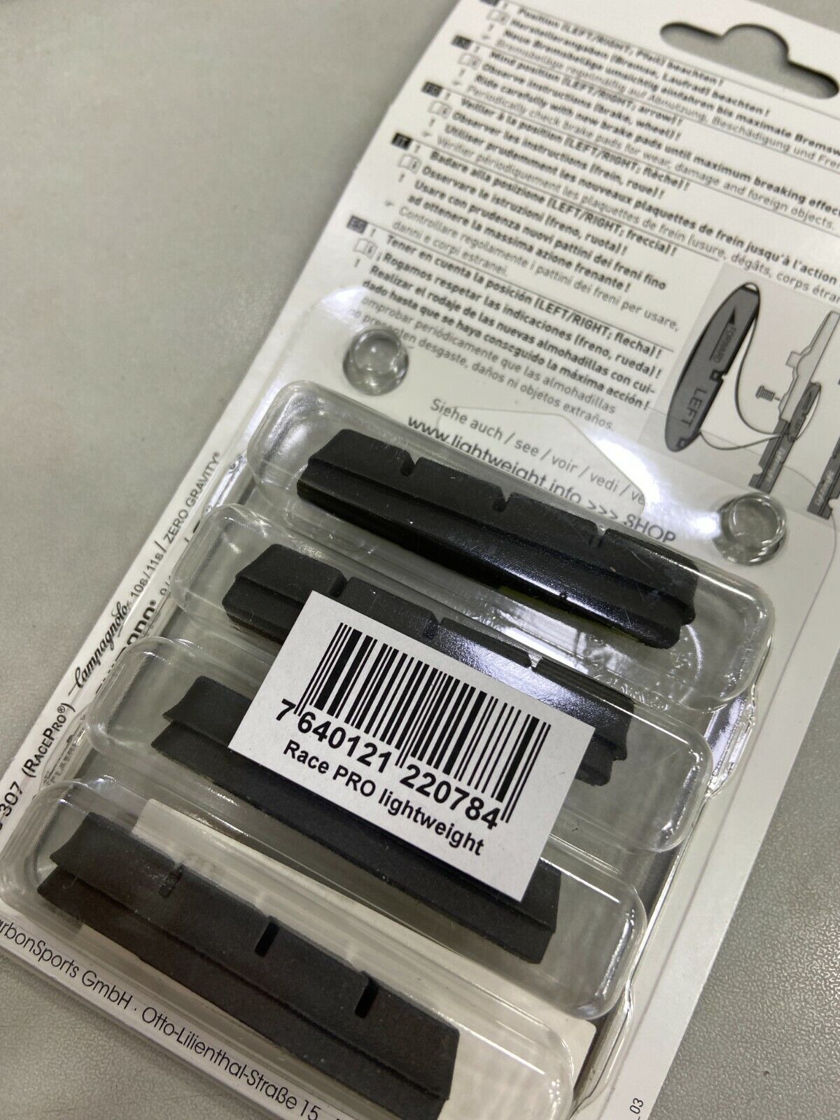 Lightweight Brake Pads (4 pieces) In Campagnolo Design-For Carbon - Fresh Stock Dated February 2026