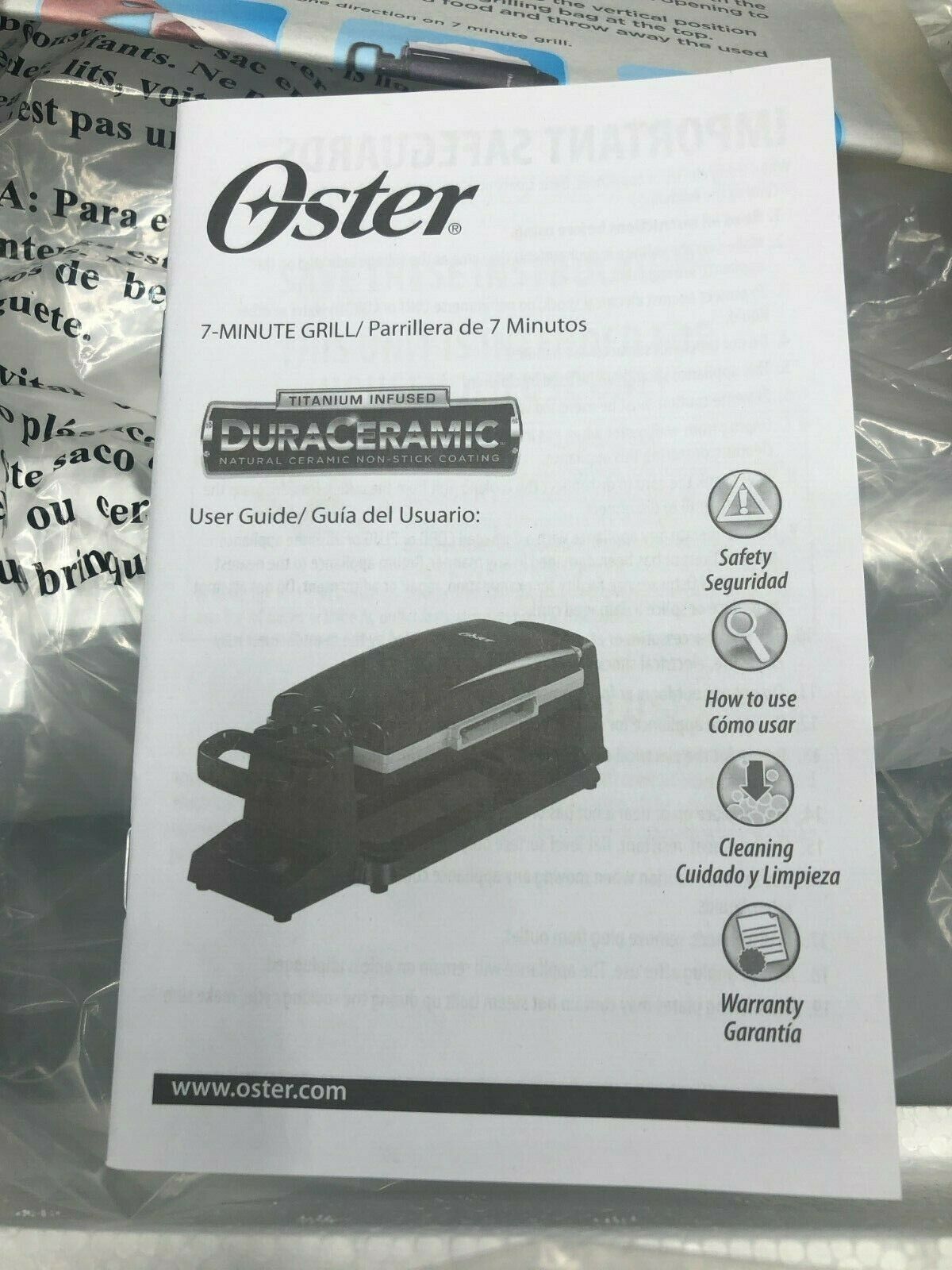 New Oster 7 Minute Vertical Flip DuraCeramic Indoor Grill - Black Open Box - Fresh Stock Dated February 2026