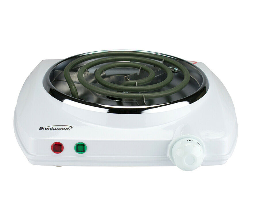 Brentwood TS-322 1000 Watt Single Electric Burner Adjustable Heat White 120V NEW - Fresh Stock Dated February 2026
