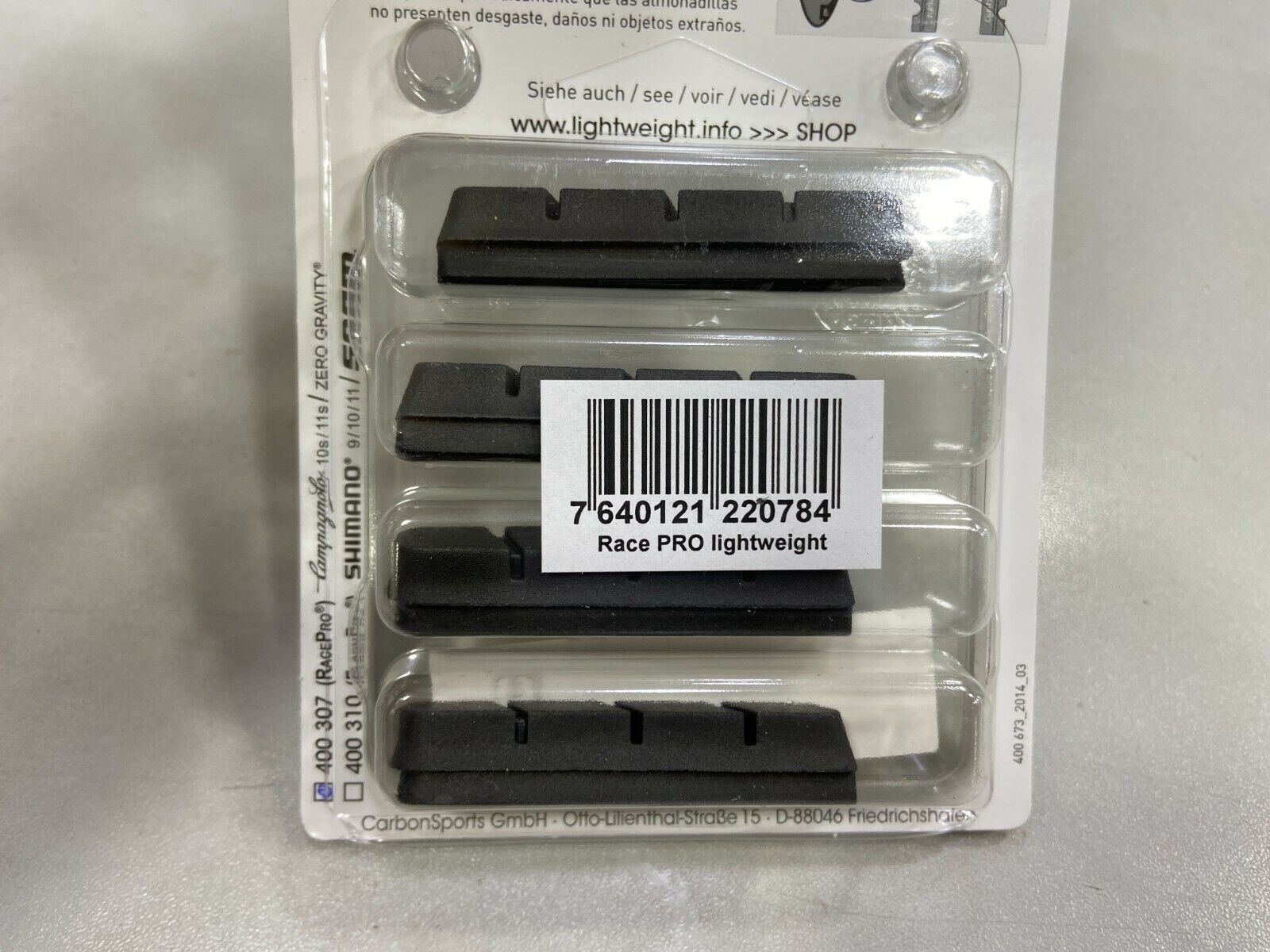 Lightweight Brake Pads (4 pieces) In Campagnolo Design-For Carbon - Fresh Stock Dated February 2026