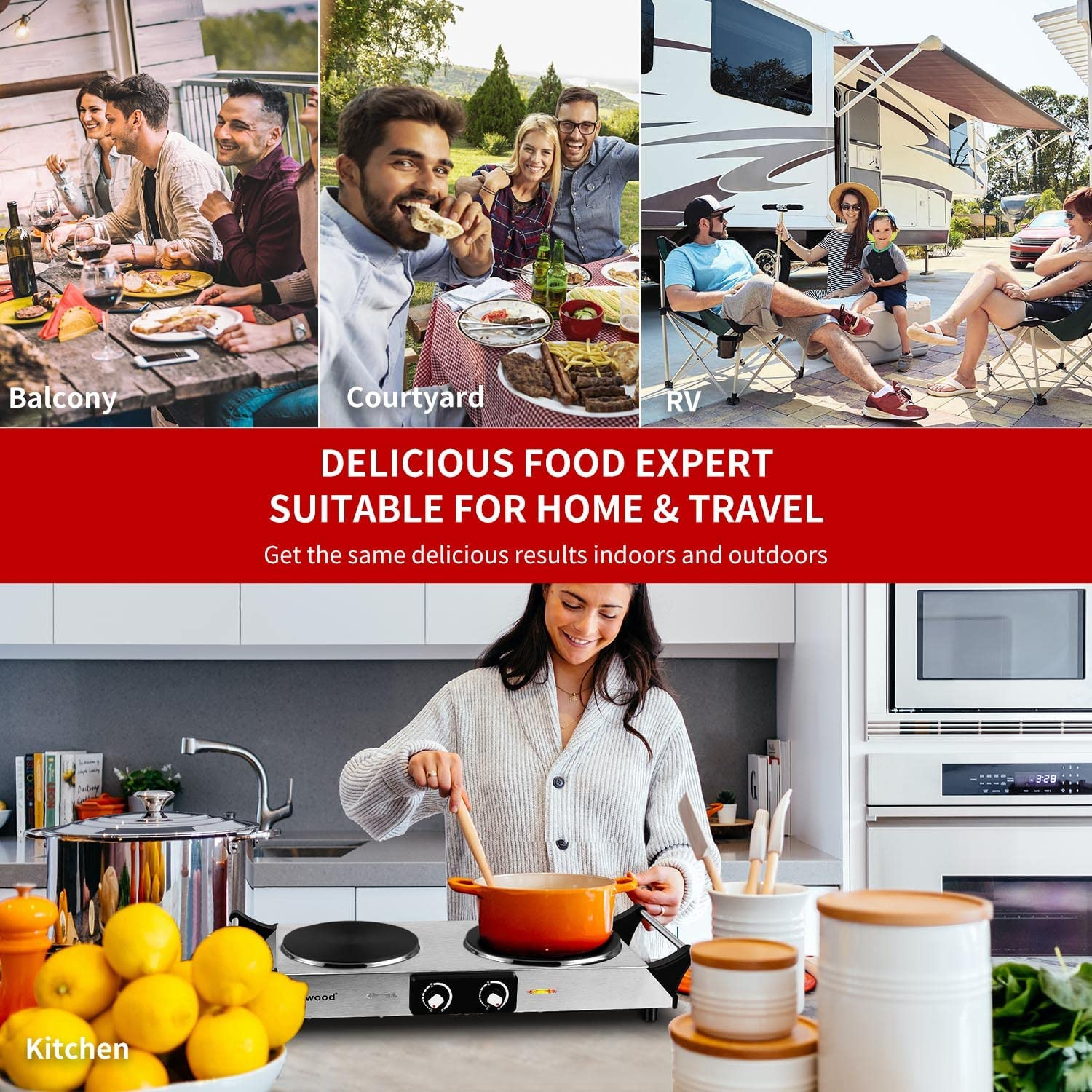 Hot Plate, Techwood 1800W Portable Electric Stove for Cooking Countertop Dual Bu - Fresh Stock Dated February 2026