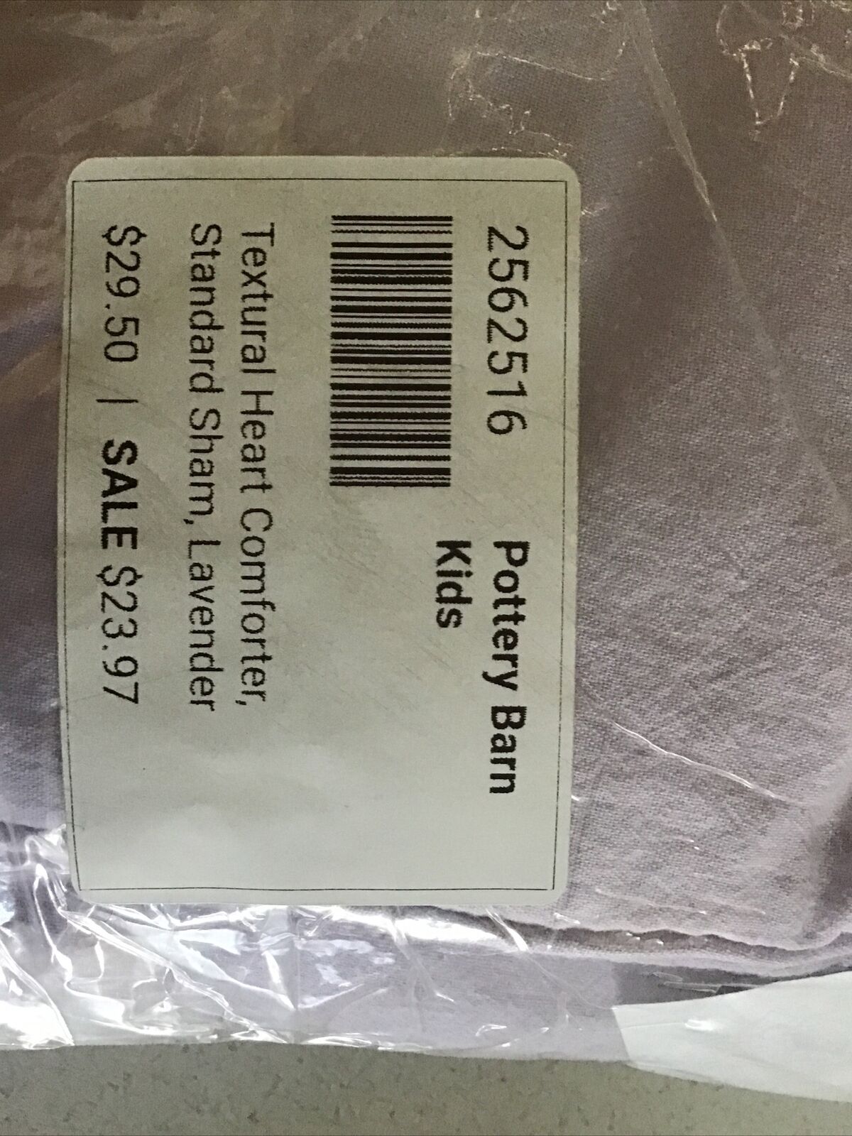 Pottery Barn Kids/Textural Heart  Standard Sham Lavender NEW - Fresh Stock Dated December 2025