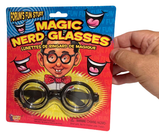 Funny MAGIC NERD GLASSES Eye Dork Thick Lenses Coke Bottle Joke Gag Black Round - Fresh Stock Dated December 2025