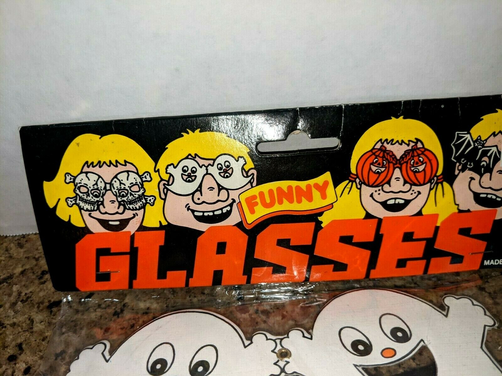 Vintage Halloween Ghost eye glasses NIP NOS Funny cardboard and plastic - Fresh Stock Dated February 2026