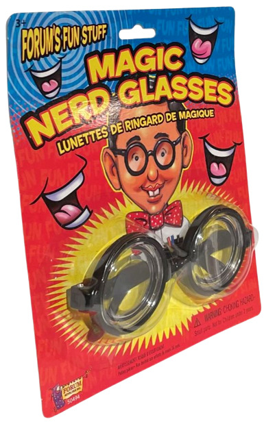 Funny MAGIC NERD GLASSES Eye Dork Thick Lenses Coke Bottle Joke Gag Black Round - Fresh Stock Dated December 2025