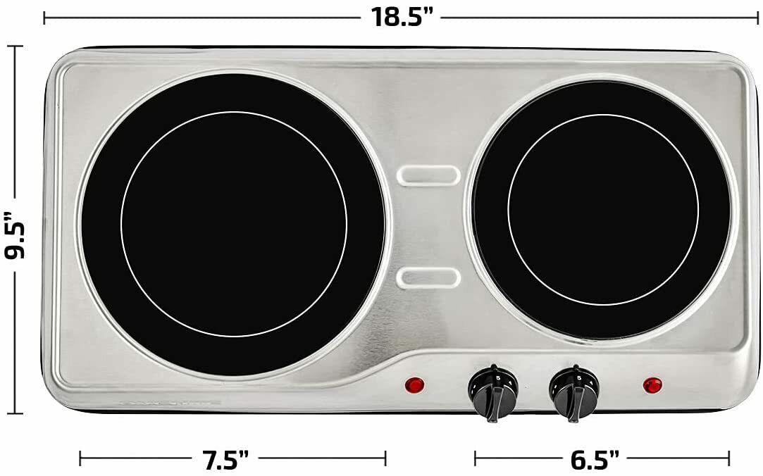 Electric Cooktop Burner Infrared Ceramic Glass Hot Plate 2 Two Cooking Stove ... - Fresh Stock Dated December 2025