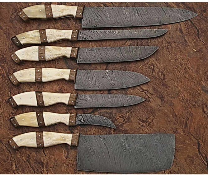 7”pieces Handmade HAND FORGED DAMASCUS STEEL CHEF KNIFE Set  KITCHEN Knives SET - Fresh Stock Dated December 2025