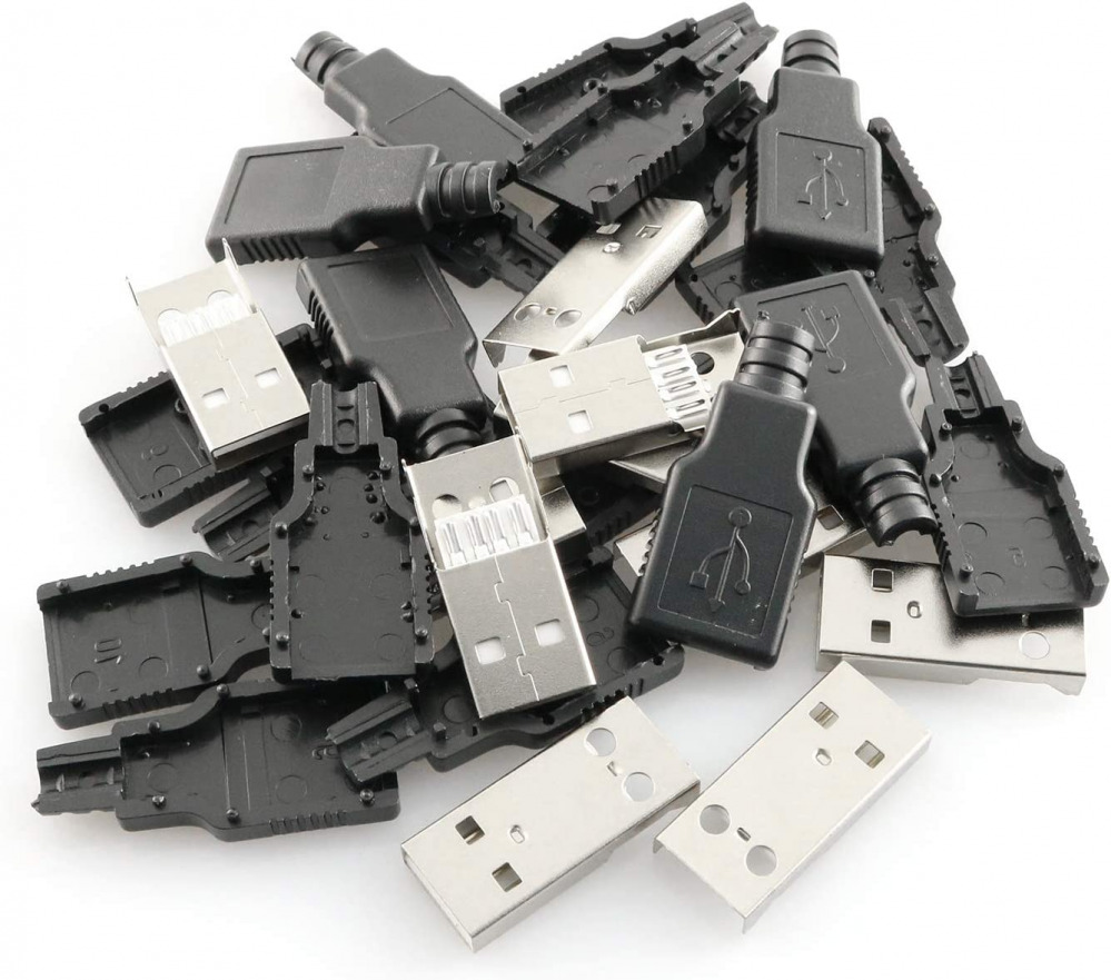 Maxmoral 10PCS USB 2.0 Connector A Type Male 4-Pin Plug with Black Plastic... - Fresh Stock Dated February 2026