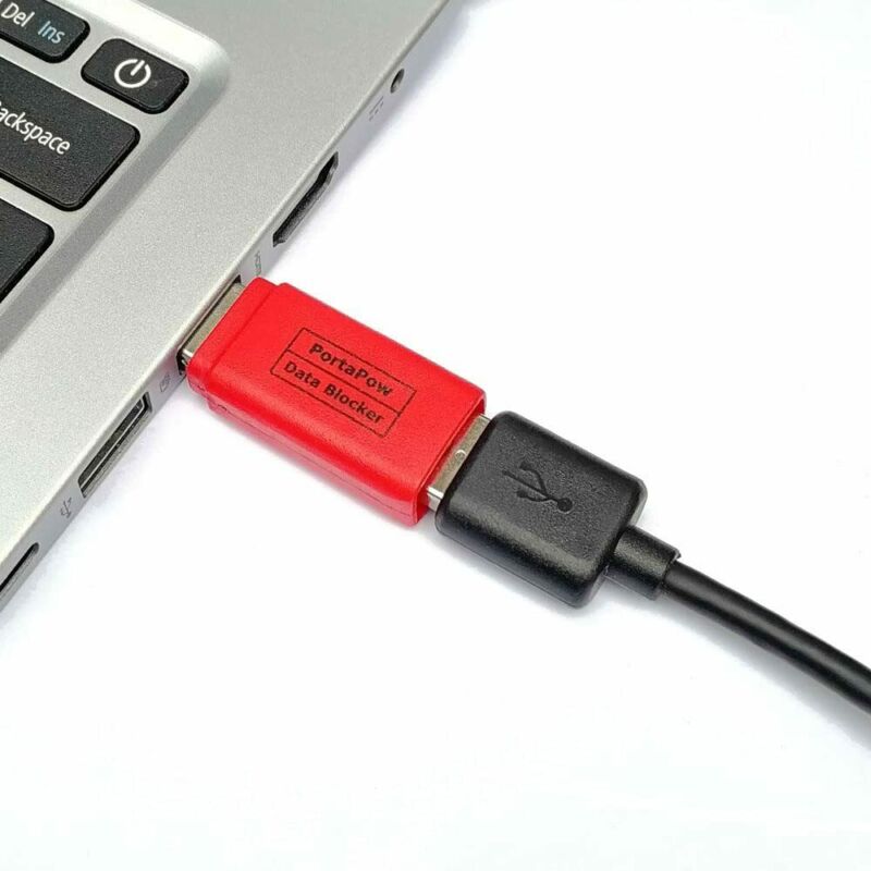 PortaPow USB Data Blocker (Red) - Protect Against Juice Jacking Red - Fresh Stock Dated February 2026
