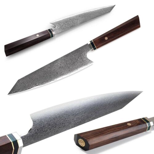 JAPANESE 8’ VG10 67 LAYER KIRITSUKE DAMASCUS CHEF KITCHEN KNIFE WOODEN HANDLE - Fresh Stock Dated December 2025