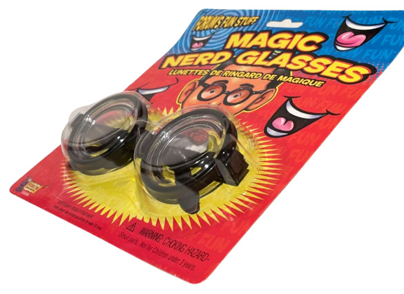 Funny MAGIC NERD GLASSES Eye Dork Thick Lenses Coke Bottle Joke Gag Black Round - Fresh Stock Dated December 2025