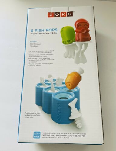 6 Fish Pops Set of Traditional Ice Pop Molds BPA Free New - Fresh Stock Dated February 2026
