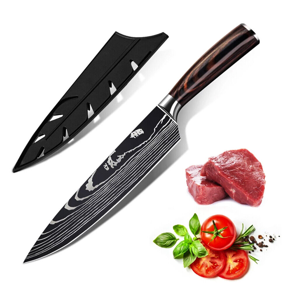 4Pcs Kitchen Knife Set Pro Chef Knives Damascus Pattern Stainless Steel Cleaver - Fresh Stock Dated February 2026