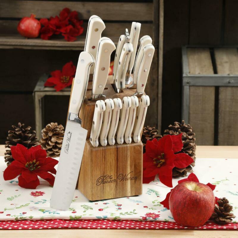 The Pioneer Woman Frontier Collection 14 Piece Cutlery Set With Wood Block Linen - Fresh Stock Dated December 2025