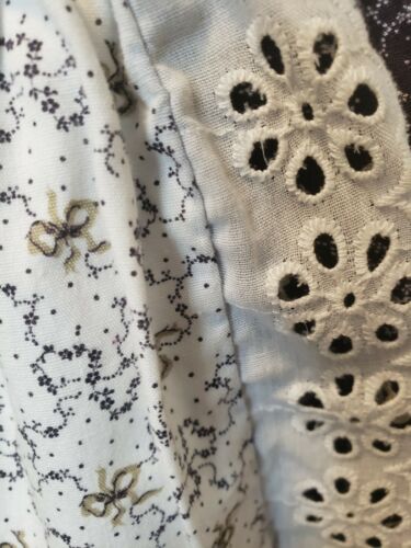 True Vintage 1970s Midi Blue Calico Eyelet Lace Ruffle Prairie Skirt Size 11/12 - Fresh Stock Dated February 2026