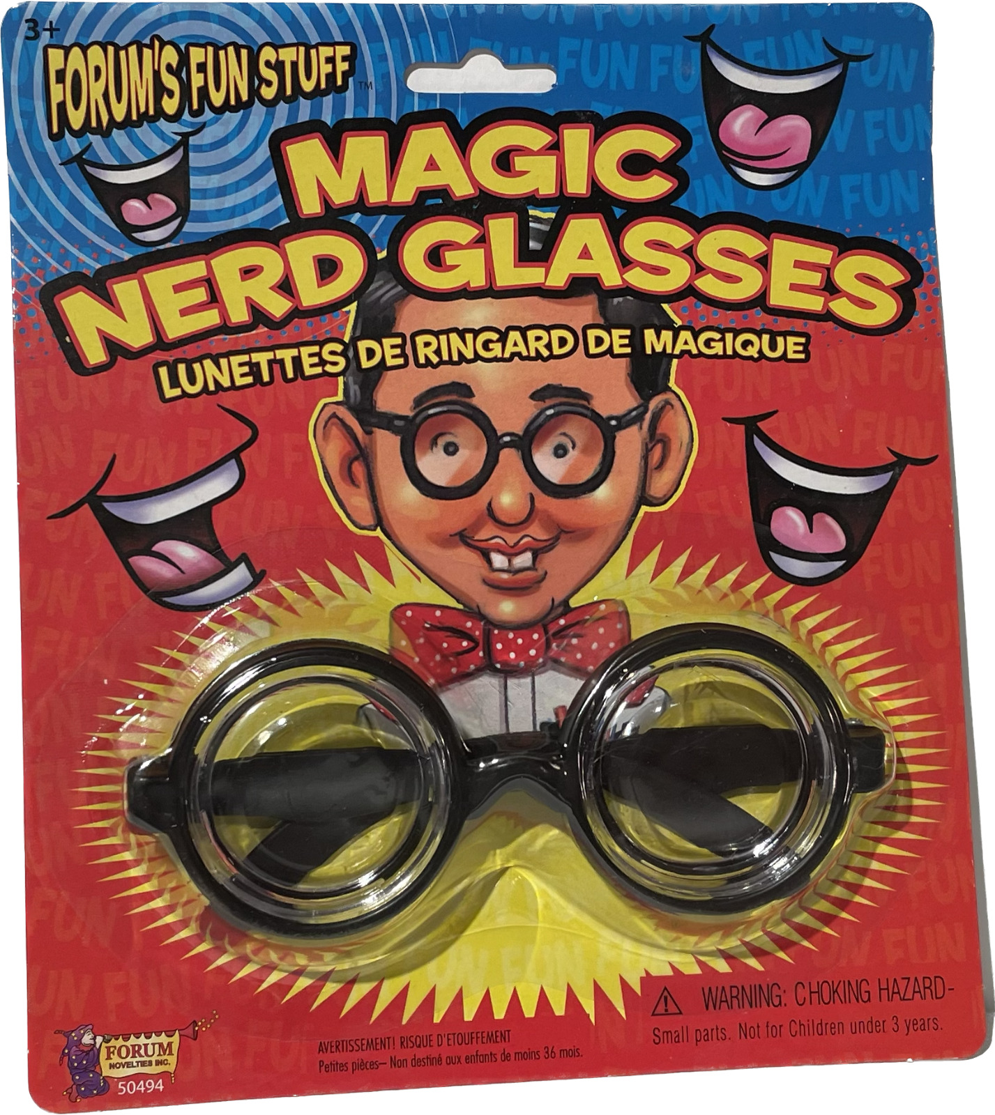 Funny MAGIC NERD GLASSES Eye Dork Thick Lenses Coke Bottle Joke Gag Black Round - Fresh Stock Dated December 2025
