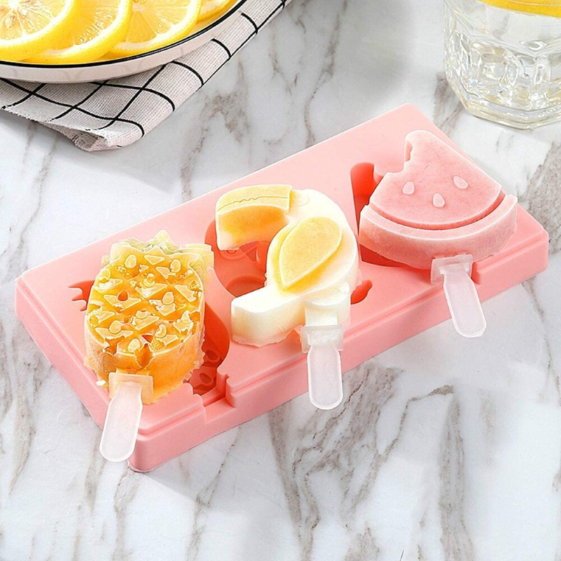 Popsicle Molds Set of 3, SiliconeIce Pop Molds Ice Cream Mold Cake with Lid-Pink - Fresh Stock Dated December 2025