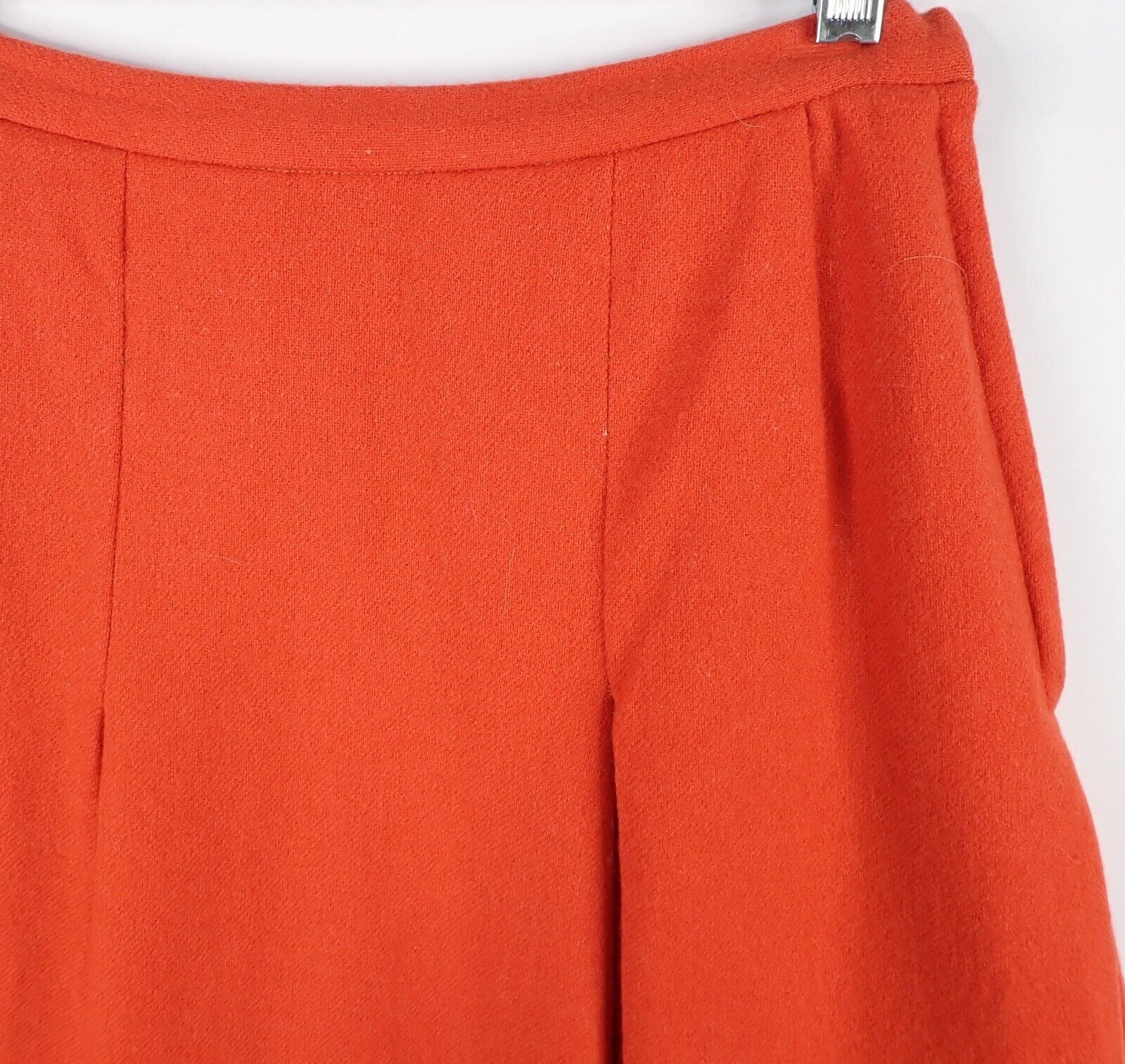 Vintage 60s Orange Wool Blend Pleated Swing Skirt 25