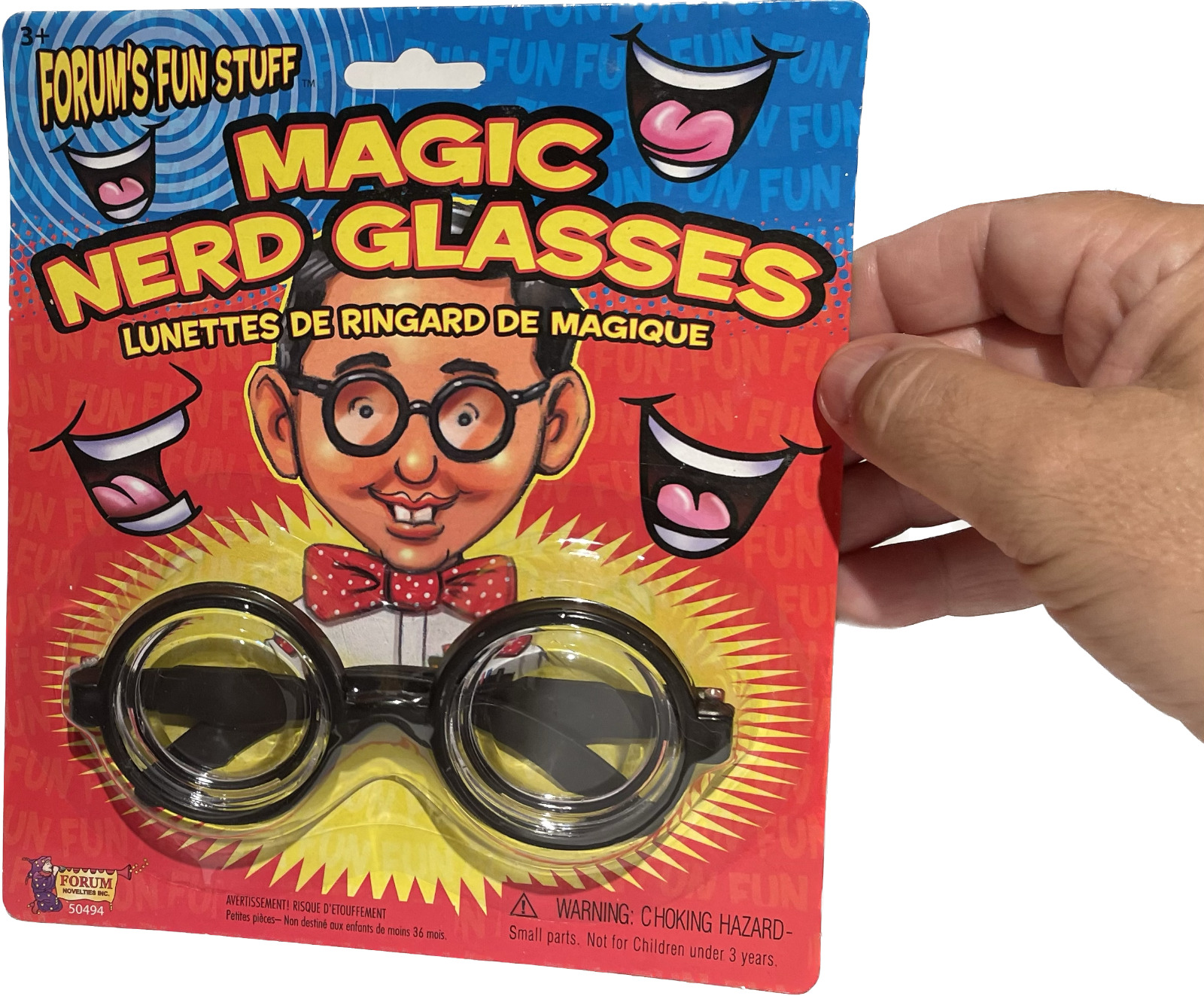 Funny MAGIC NERD GLASSES Eye Dork Thick Lenses Coke Bottle Joke Gag Black Round - Fresh Stock Dated December 2025