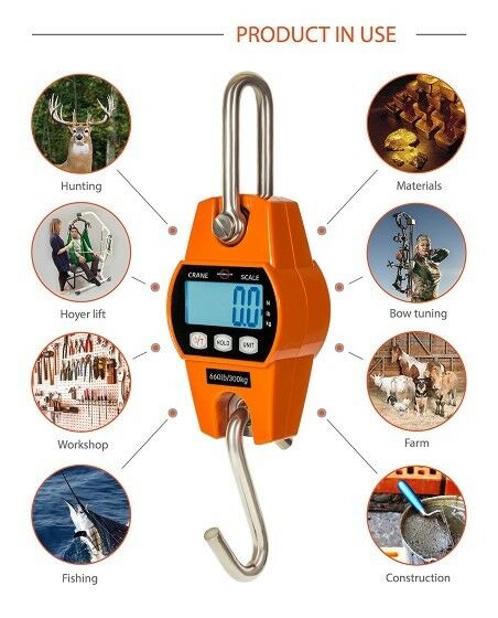 Digital Hanging Scale, 660#/300kg Accurate Reloading Spring Sensor Orange Sturdy - Fresh Stock Dated December 2025