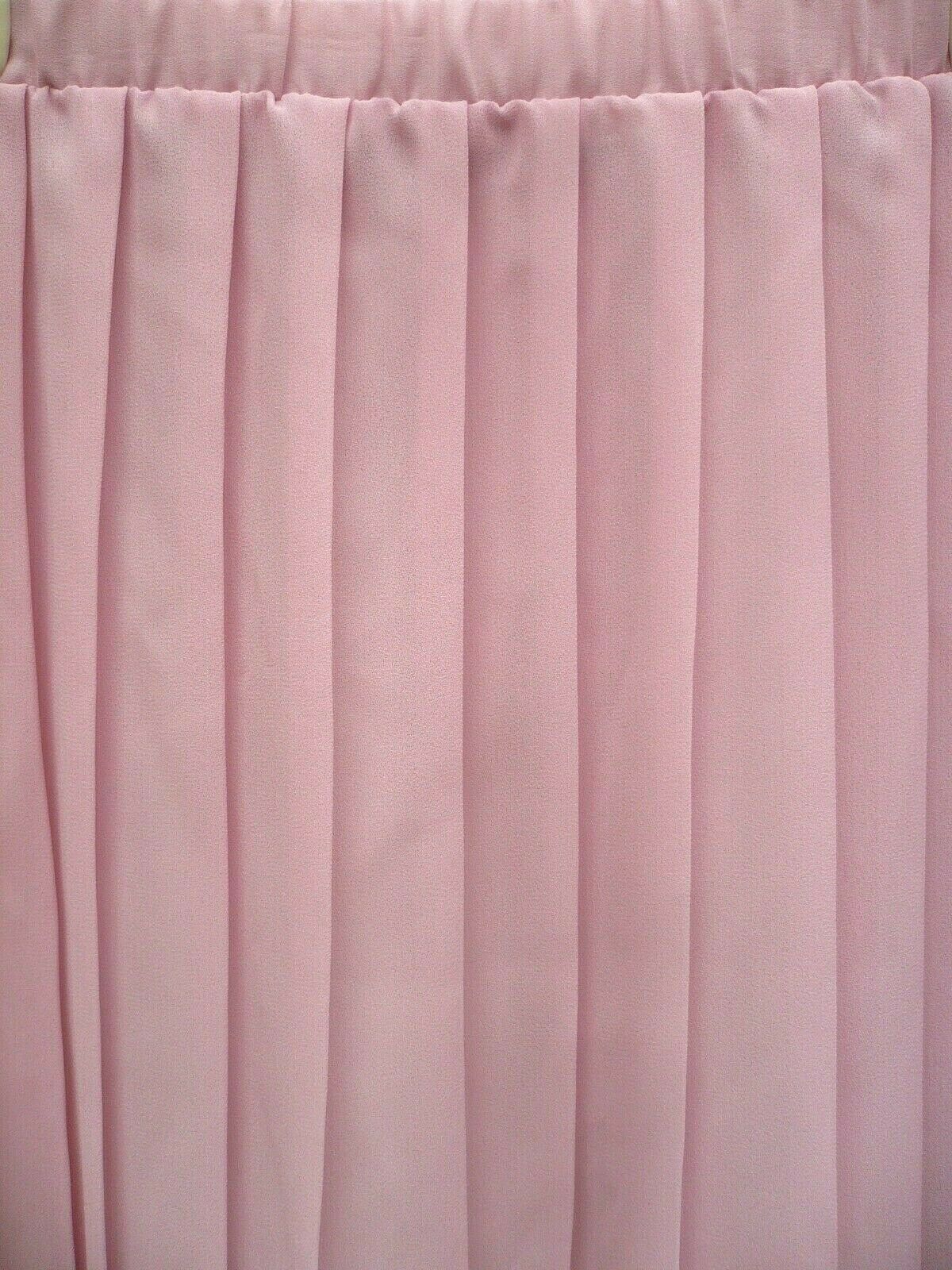 VTG SOLID PINK XL L SEM SHEER LIGHTWEIGHT PLEATED POLY CREPE TEXTURE SKIRT WOMEN - Fresh Stock Dated February 2026