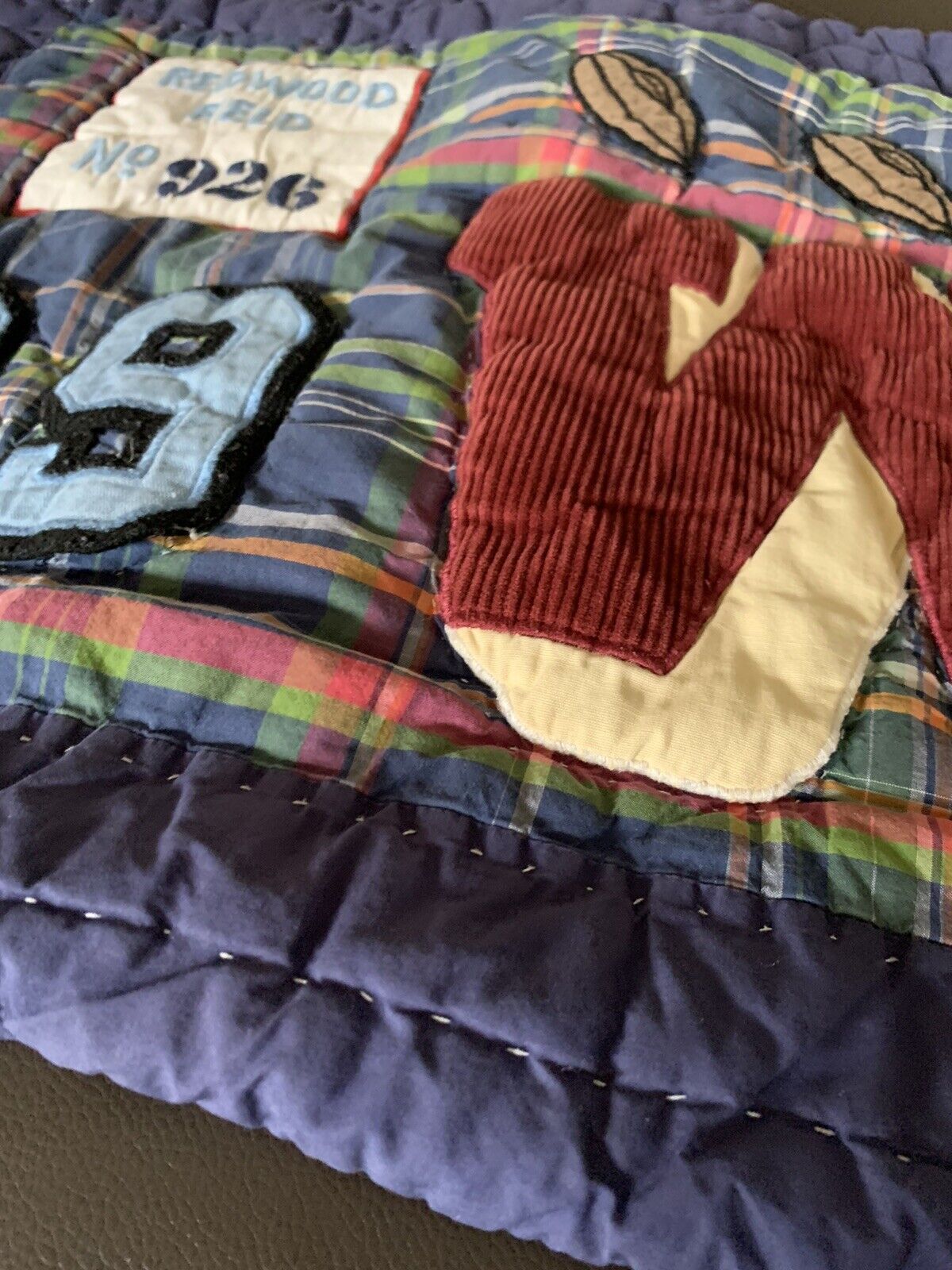 Pottery Barn Kids Sports Football W Plaid Blue Standard Sham - Fresh Stock Dated February 2026