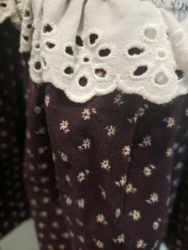 True Vintage 1970s Midi Blue Calico Eyelet Lace Ruffle Prairie Skirt Size 11/12 - Fresh Stock Dated February 2026